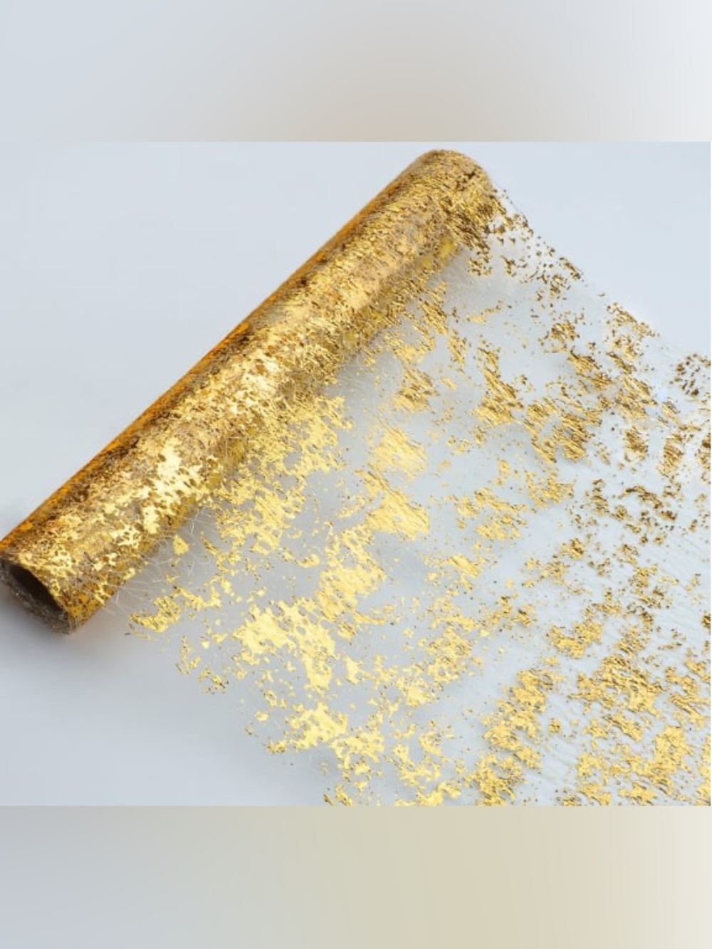 Snowkingdom Gold Table Runner in Sequin Glitter Metallic Foil Mesh